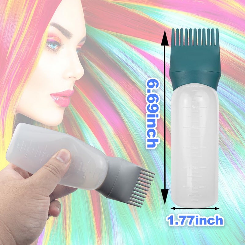 FZWONVUC 4 Pack Root Comb Applicator Bottle, Hair Oil Comb Applicator for Hair Dye, Shampoos, Salons (Grey+Green) - Image 2